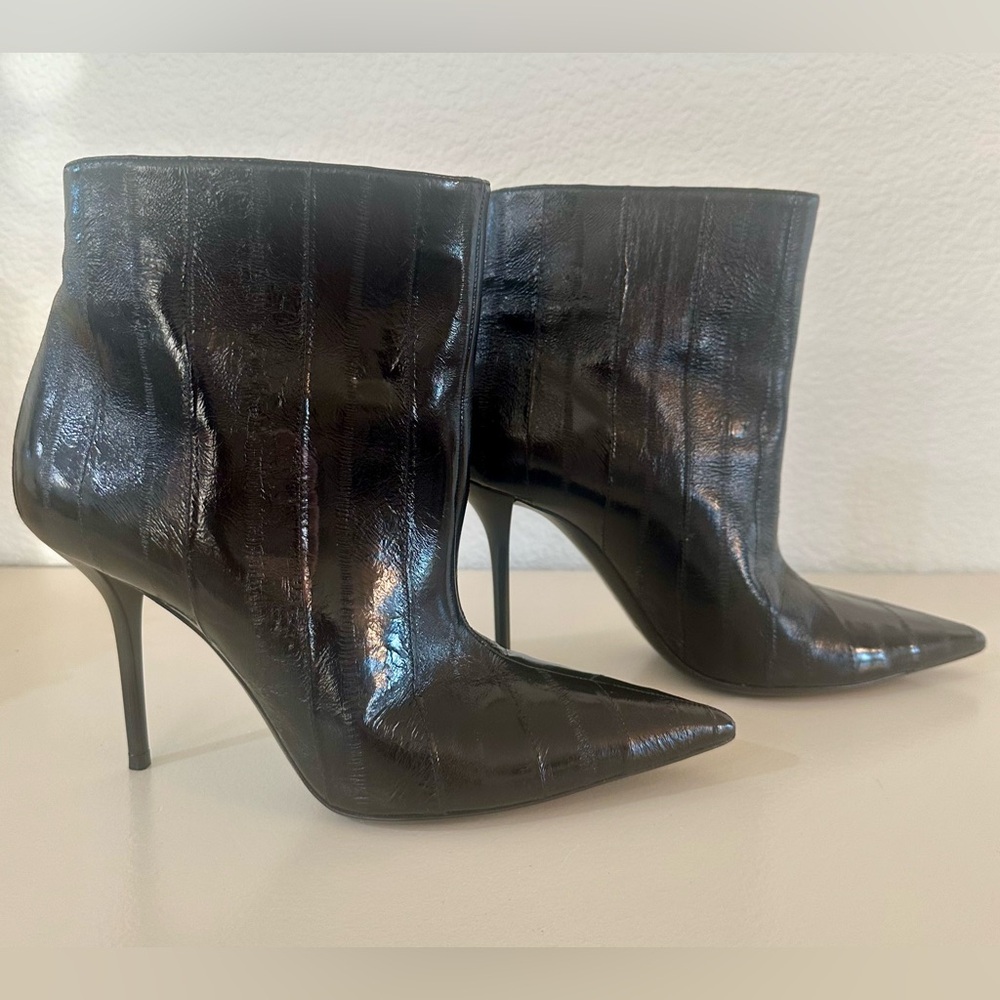 Saint Laurent Eel Skin Black Ankle Boots 37.5